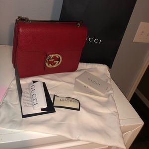 Gucci Crossbody Interlocking Red Leather Shoulder